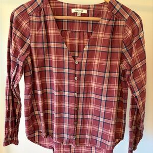 Madewell Women's Burgundy Plaid Button-Down Shirt
